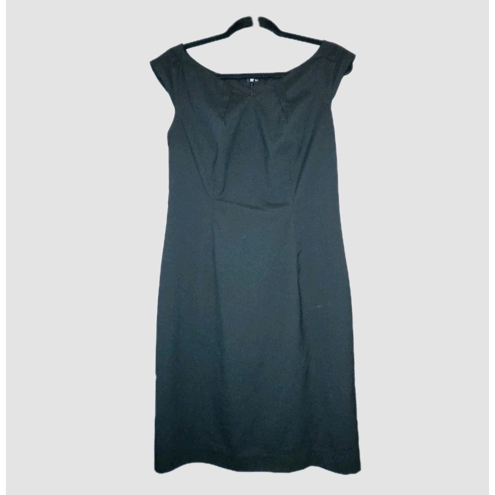 MOSSIMO STRETCH Vintage Little Black Dress Womens Size 8 Pleated Neck Sleeveless